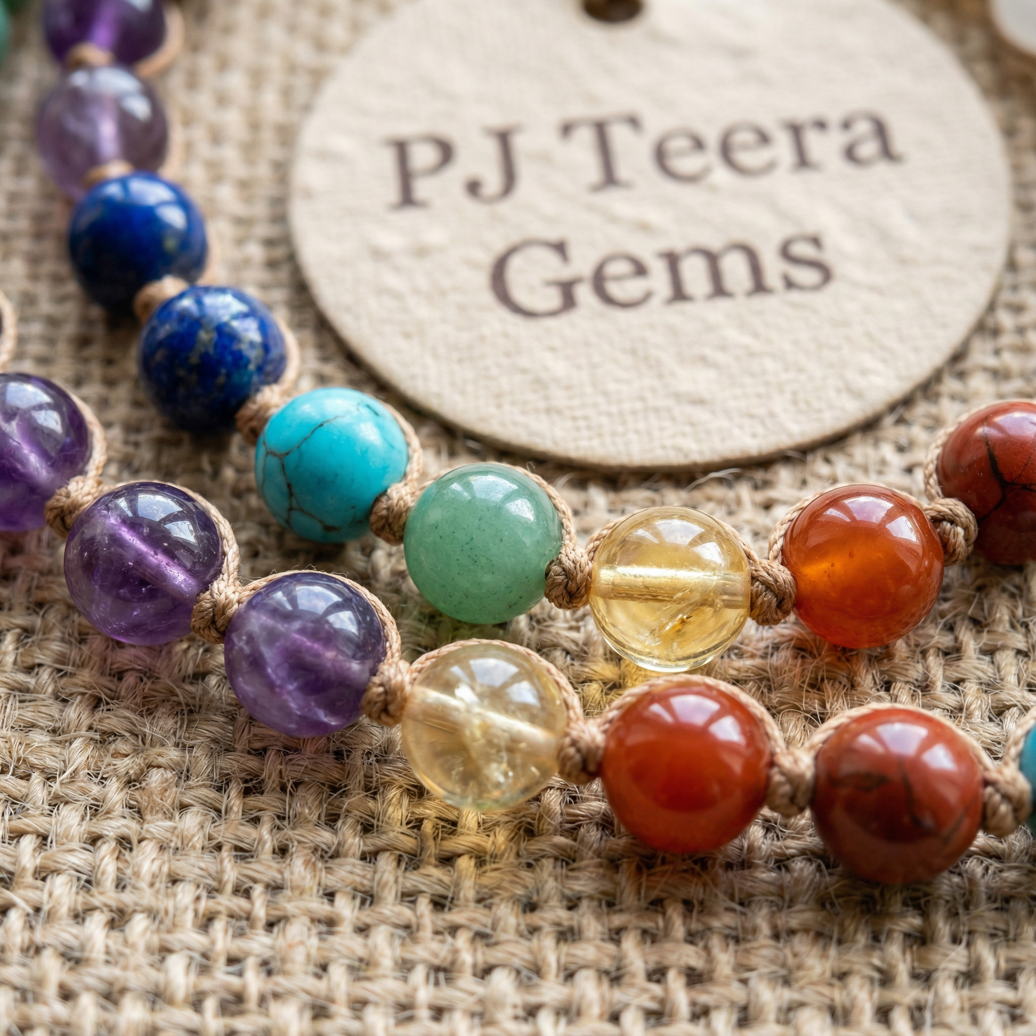 7 Chakra Mala Necklace: 108 Beads, Clear Quartz, Amethyst, Lapis Lazuli | knotted mala 6