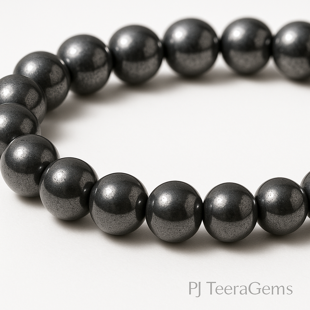 AAA Hematite Bracelet 8mm: Grounding, Protection & Chakra Balancing | stretch bracelet 4