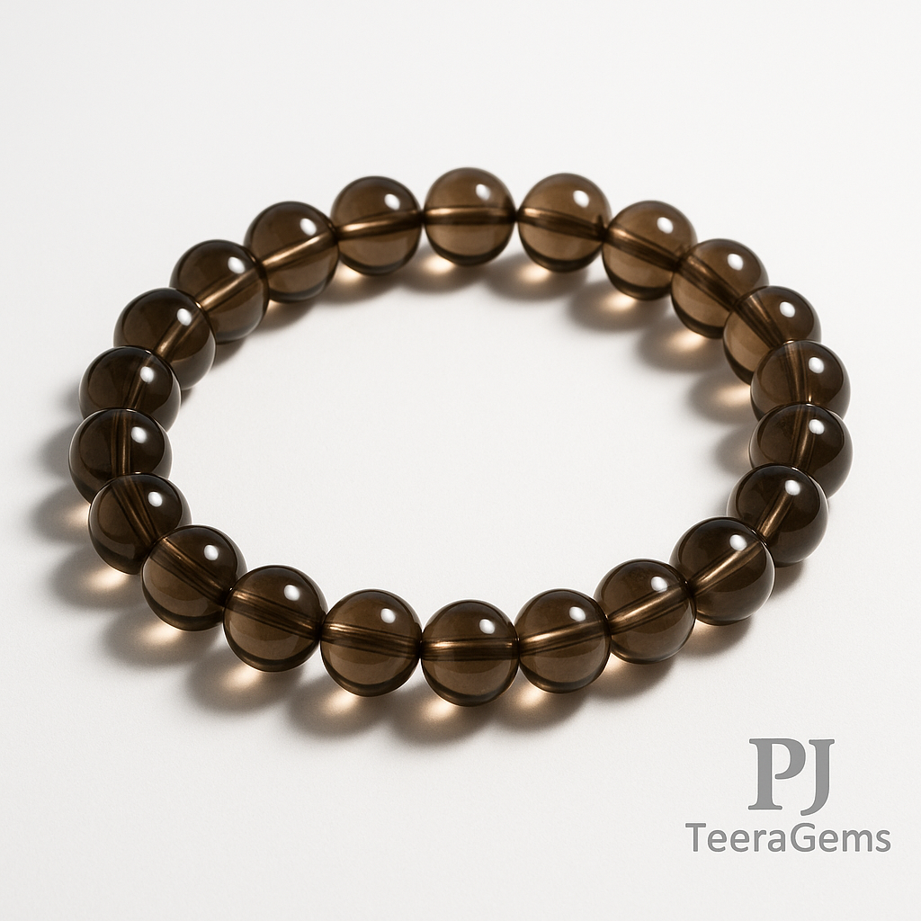 AAA Smoky Quartz Bracelet: Grounding Gemstone, Reiki Infused | 8 12mm bracelet 2