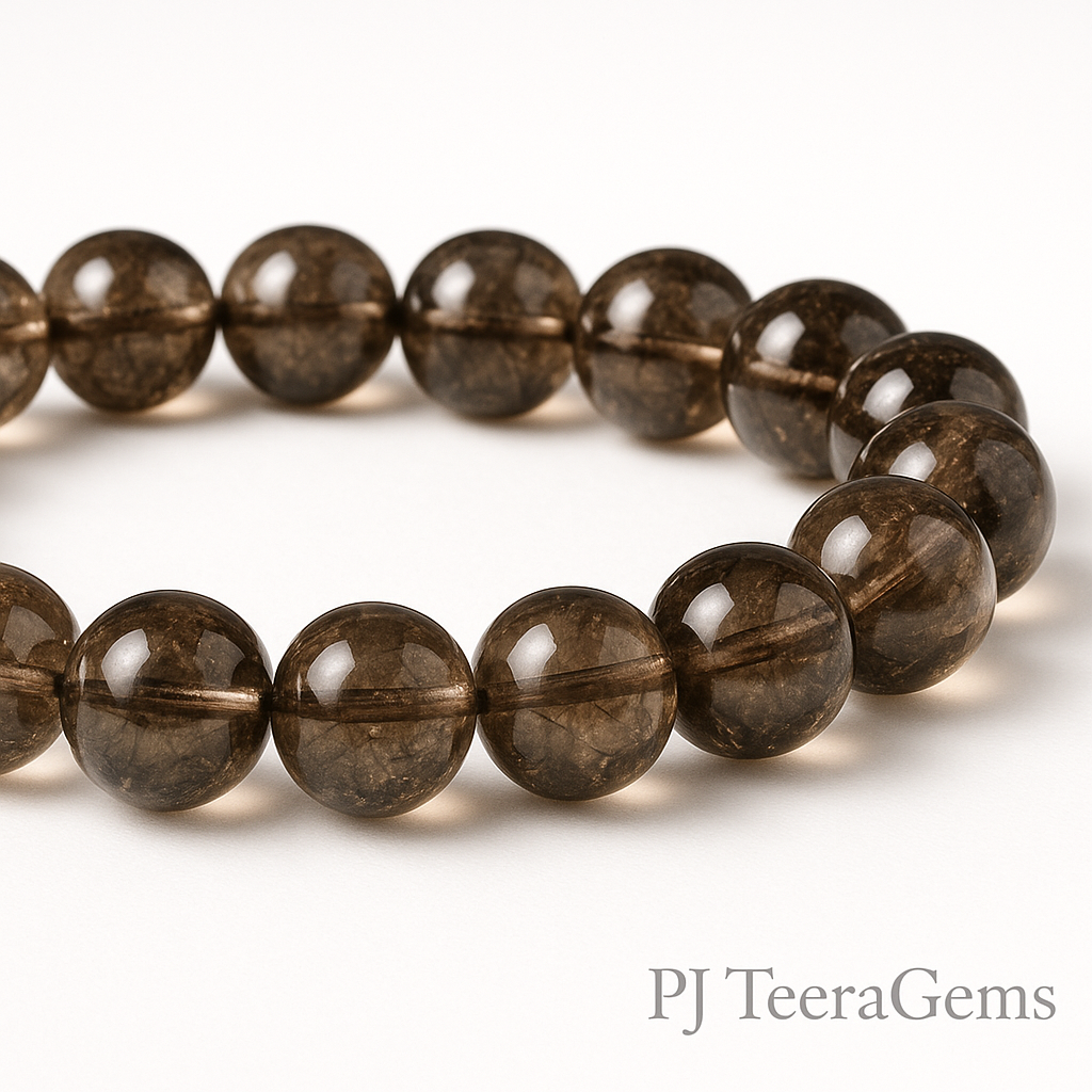 AAA Smoky Quartz Bracelet: Grounding Gemstone, Reiki Infused | 8 12mm bracelet 3