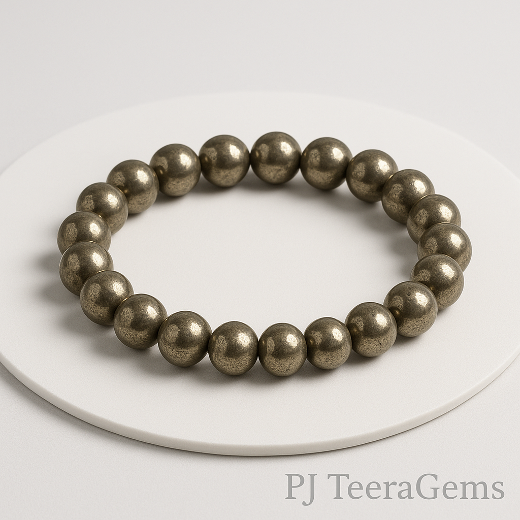 AAA Pyrite Bracelet 8mm: Handmade Healing Crystal for Wealth & Protection | 8 12mm bracelet