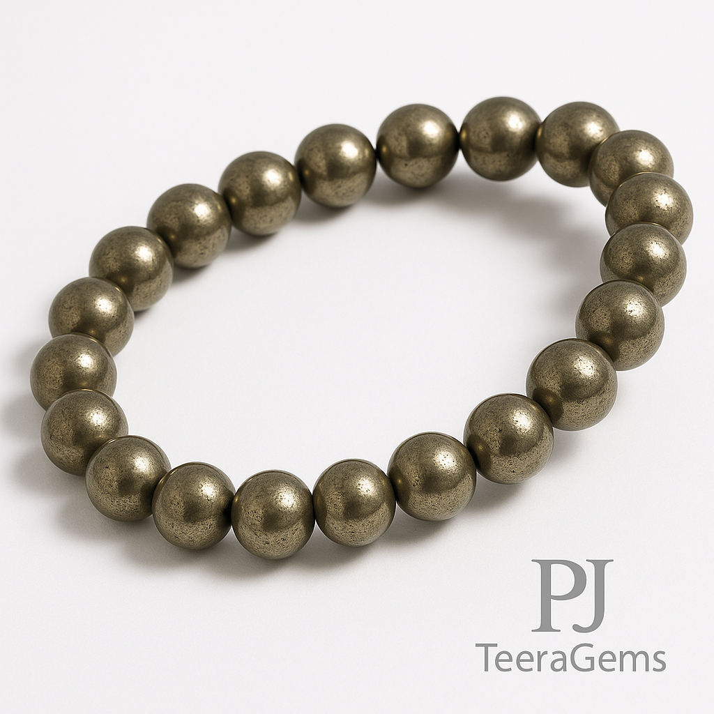 AAA Pyrite Bracelet 8mm: Handmade Healing Crystal for Wealth & Protection | 8 12mm bracelet 4