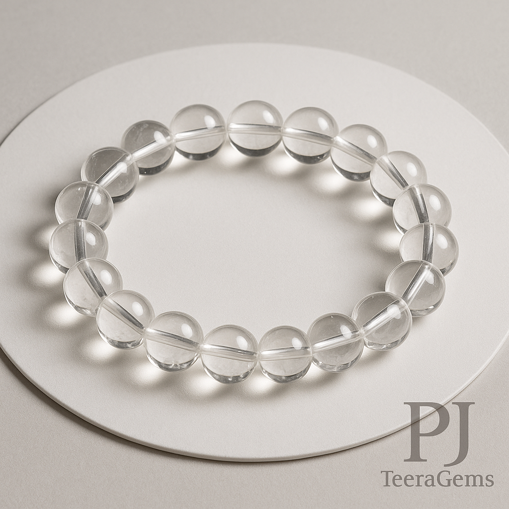 Energized White Quartz Bracelet: Handmade Crystal Healing Jewelry | 8 12mm bracelet