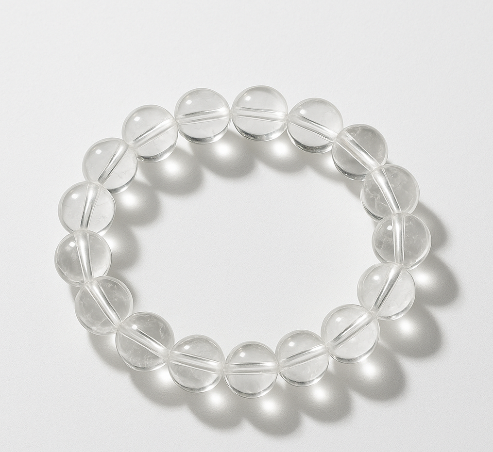 Energized White Quartz Bracelet: Handmade Crystal Healing Jewelry | 8 12mm bracelet 2