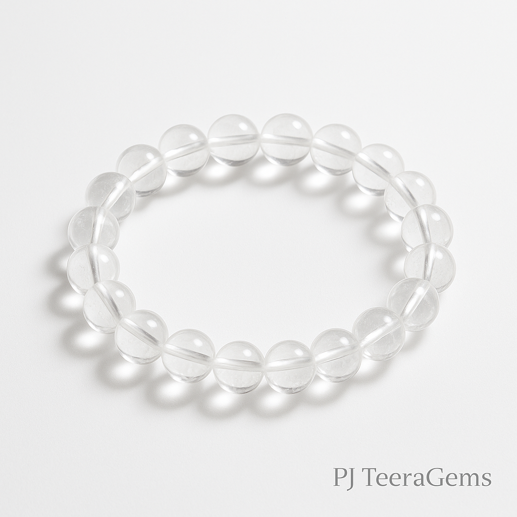 Energized White Quartz Bracelet: Handmade Crystal Healing Jewelry | 8 12mm bracelet 5