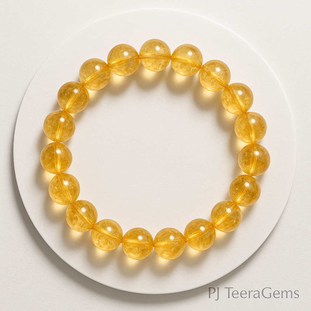 Yellow Calcite Bracelet: AAA Grade Crystal, Positivity & Confidence | 8 12mm bracelet