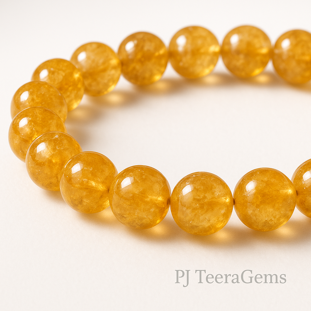 Yellow Calcite Bracelet: AAA Grade Crystal, Positivity & Confidence | 8 12mm bracelet 5