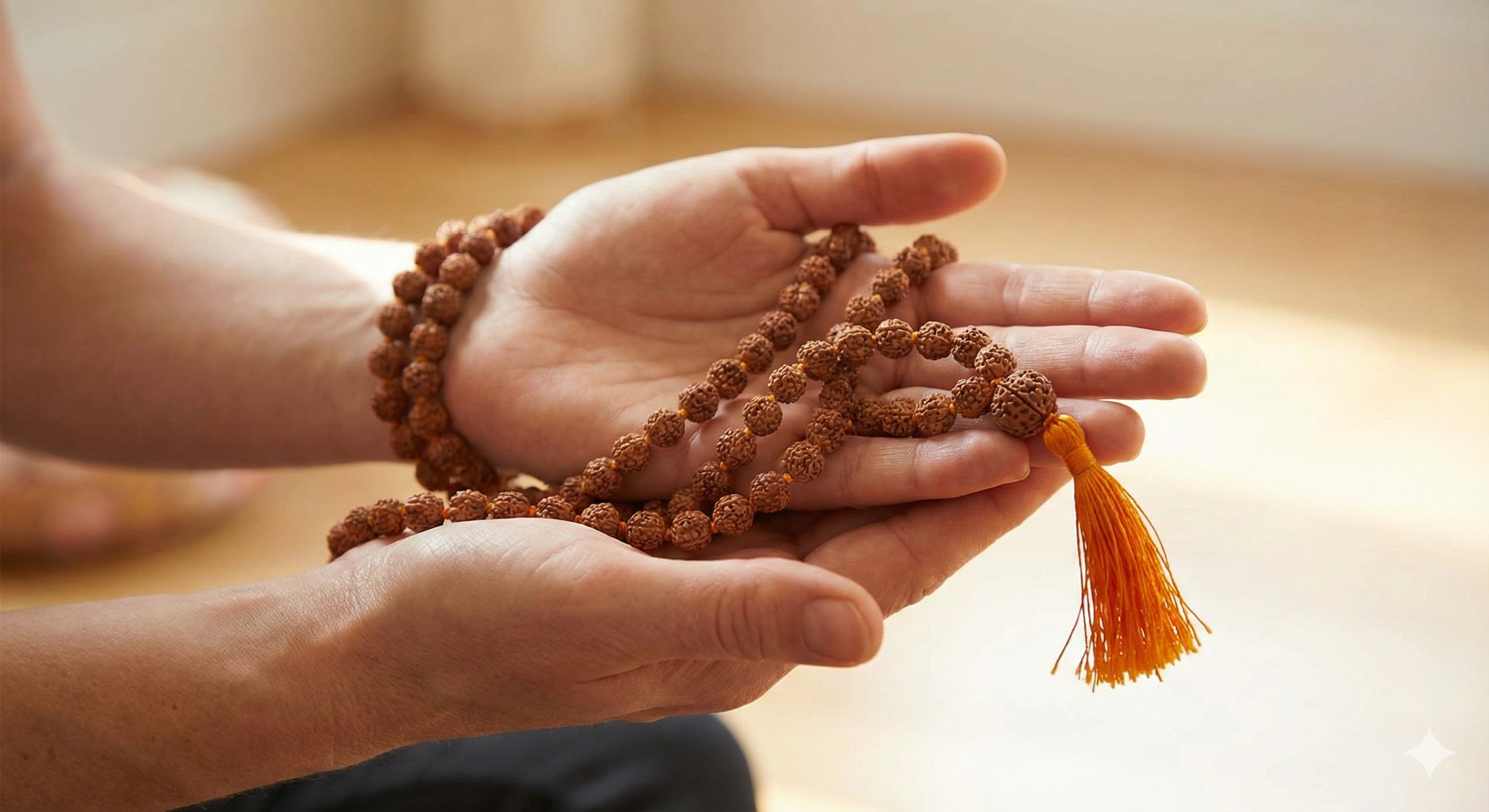 5 Mukhi Rudraksha Mala, Indian Prayer Rosary, Yoga Meditation Beads 5
