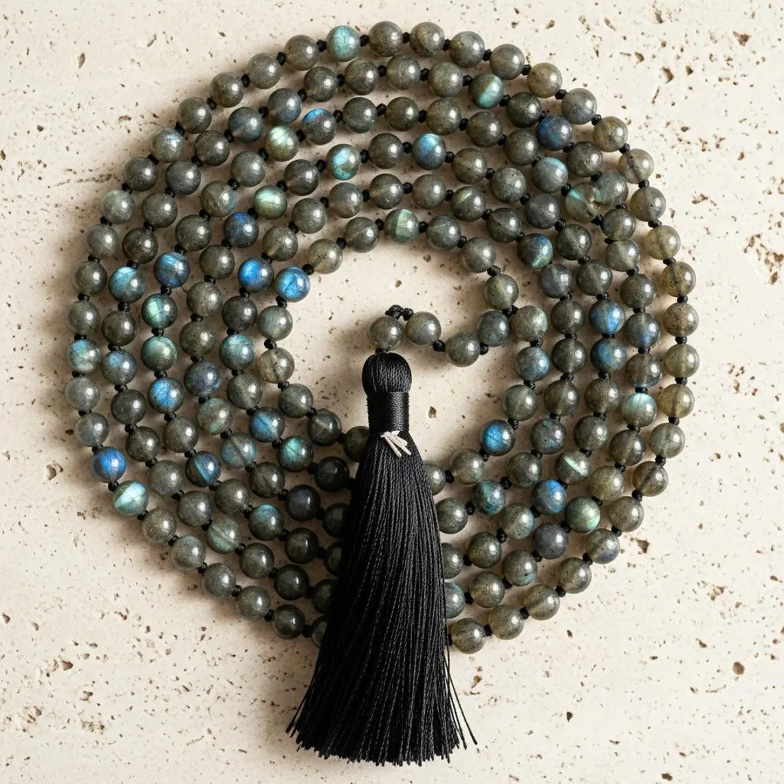 knotted mala | Labradorite Mala Necklace 2