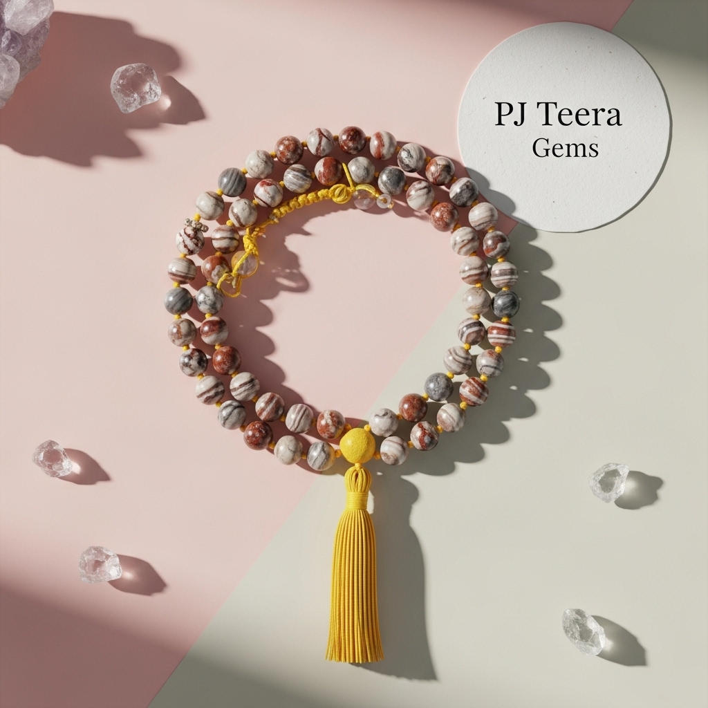 Crazy Lace Agate Mala | Hand-Knotted 108 Bead Meditation Necklace | japa mala 2