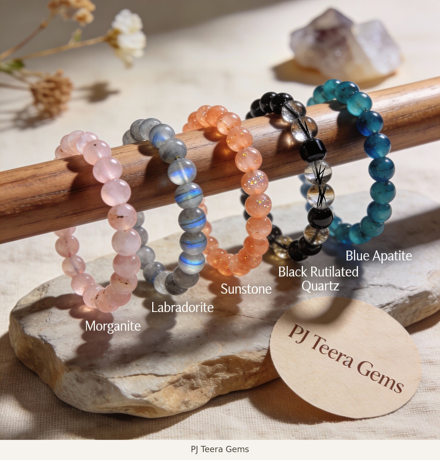 Natural Gemstone Stretch Bracelet | PJ Teera Gems